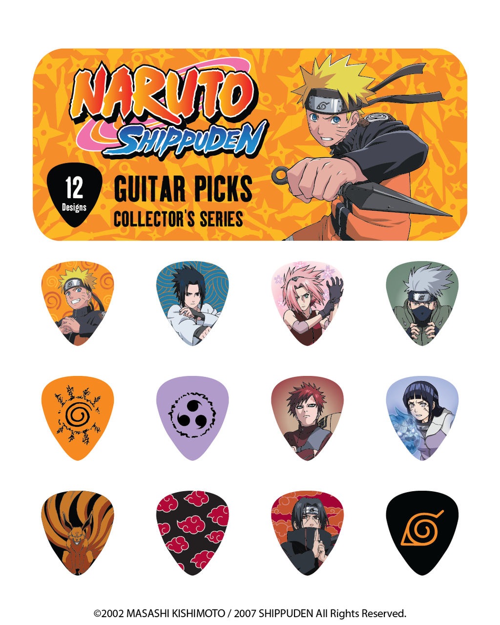 Naruto Shippuden Guitar Pick Tin - Collector's Series - Set of 12 Picks