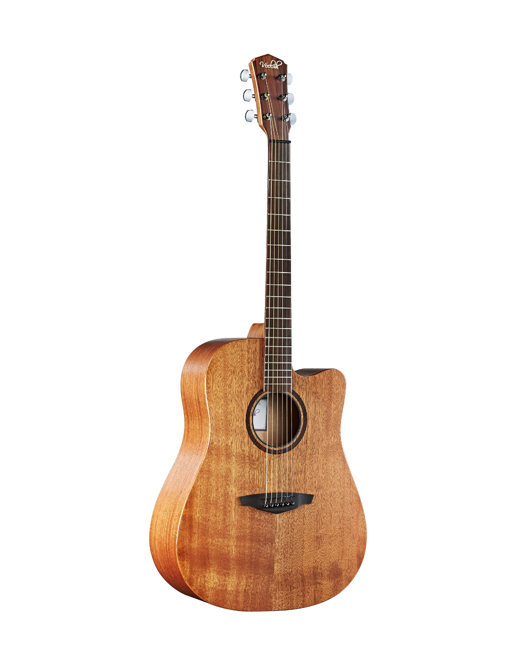 VEELAH V1 SERIES GUITAR - ACOUSTIC DREADNOUGHT WITH CUTAWAY, SOLID TOP, NATURAL MAHOGANY W/ VEELAH LUXURY PADDED GIG BAG