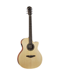 VEELAH V1 SERIES GUITAR - ELECTRO ACOUSTIC GA WITH CUTAWAY, SOLID TOP - NATURAL SPRUCE W/ VEELAH LUXURY PADDED GIG BAG