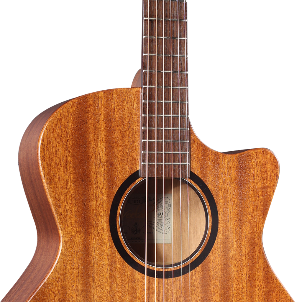 VEELAH V1 SERIES GUITAR - ACOUSTIC GA WITH CUTAWAY, SOLID TOP - MAHOGANY W/ VEELAH LUXURY PADDED GIG BAG