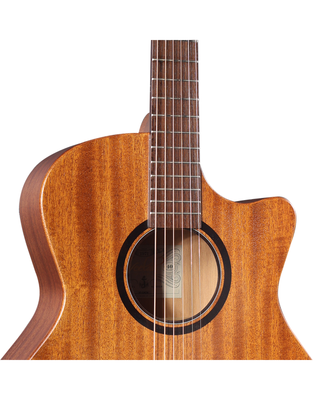 VEELAH V1 SERIES GUITAR - ACOUSTIC GA WITH CUTAWAY, SOLID TOP - MAHOGANY W/ VEELAH LUXURY PADDED GIG BAG