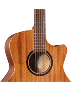 VEELAH V1 SERIES GUITAR - ACOUSTIC GA WITH CUTAWAY, SOLID TOP - MAHOGANY W/ VEELAH LUXURY PADDED GIG BAG