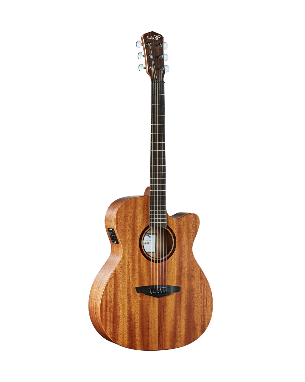 VEELAH V1 SERIES GUITAR - ELECTRO ACOUSTIC OM WITH CUTAWAY, SOLID TOP, MAHOGANY W/ VEELAH LUXURY PADDED GIG BAG