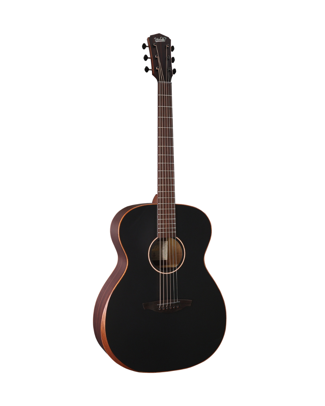 VEELAH V4 SERIES GUITAR - ELECTRO ACOUSTIC OM, SOLID TOP, ARM REST, SATIN BLACK W/ VEELAH LUXURY PADDED GIG BAG