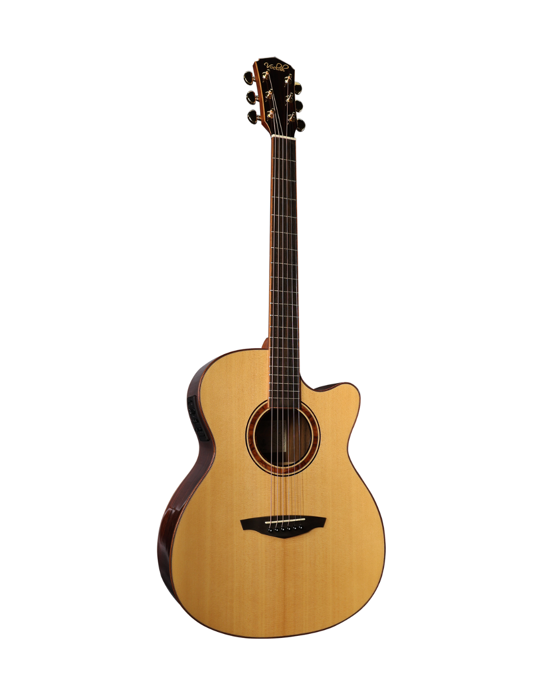 VEELAH V5 SERIES GUITAR, ELECTRO OM WITH CUTAWAY, SOLID TOP, SPRUCE W/ VEELAH LUXURY PADDED GIG BAG