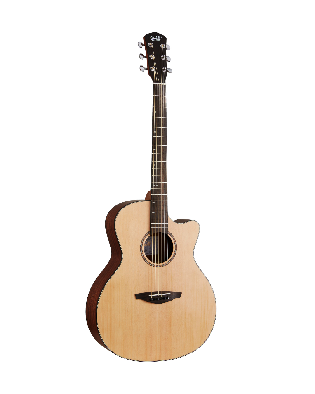 VEELAH VERO SERIES GUITAR, ACOUSTIC GA WITH CUTAWAY, SPRUCE TOP W/ VEELAH PADDED GIG BAG