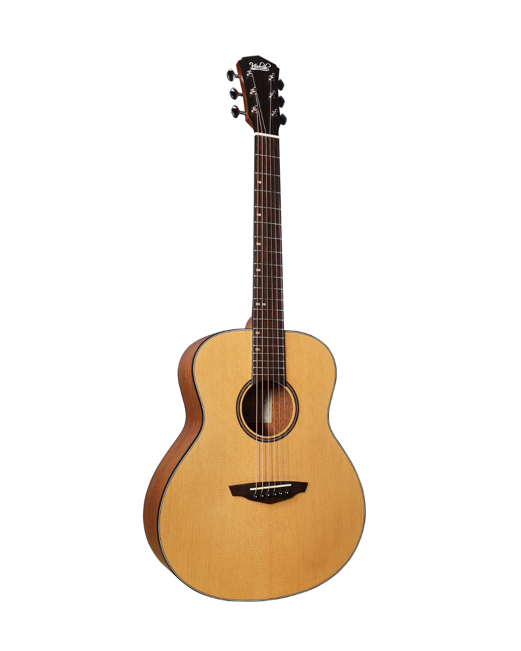 VEELAH VERO SERIES MINI CAMPER GUITAR, ACOUSTIC, SPRUCE TOP W/ VEELAH PADDED GIG BAG