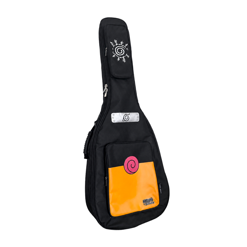 Full view of the padded Naruto Shippuden gig bag included with the Rasengan electric guitar