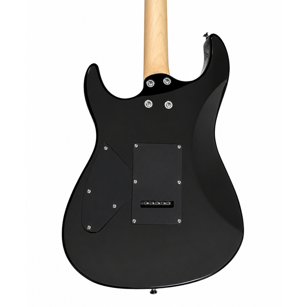 Back of the Naruto Shippuden Rasengan electric guitar body in all black